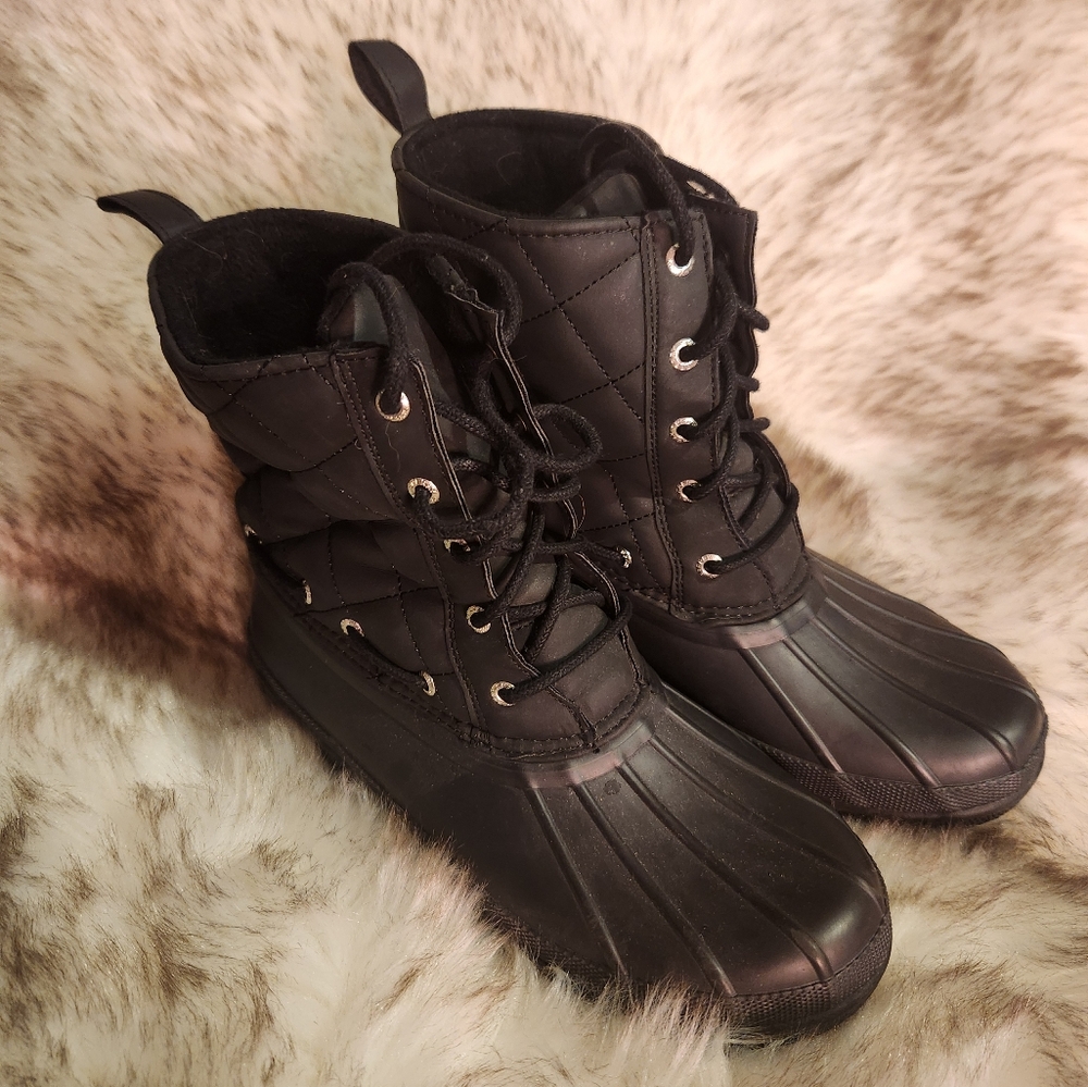 Sperry Top-Sider Women's Black Quilted Gosling Rain Duck Boots Size 8